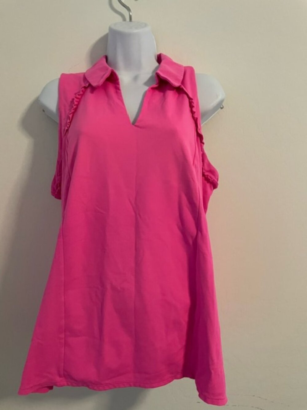 Lilly Pulitzer Luxletic BRIGHT PI Martina ruffled tank top sleeveless polo xl